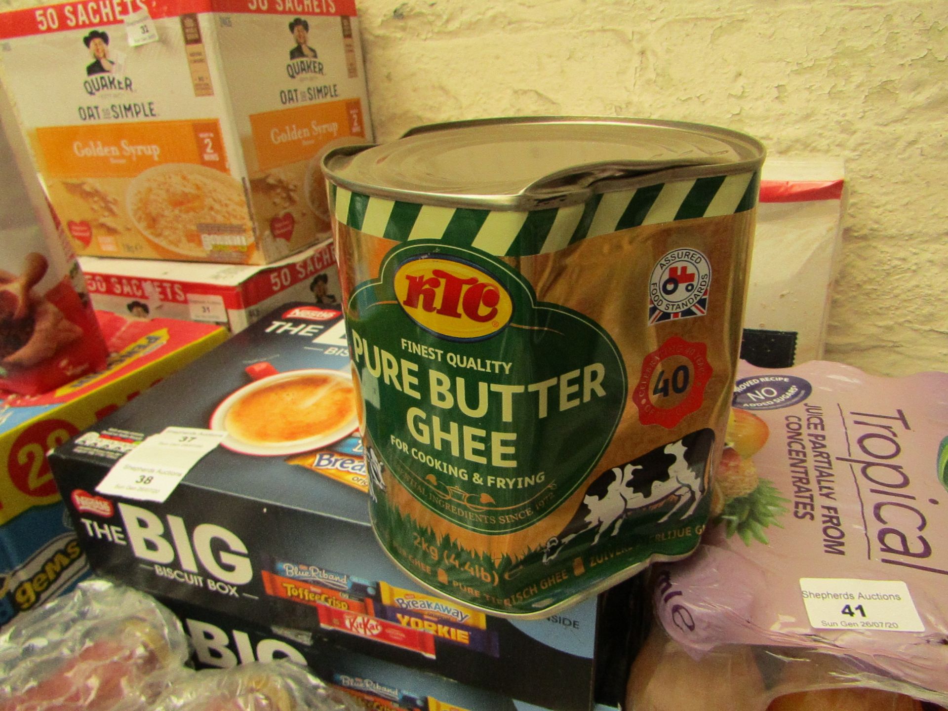 1 X Pure Butter Ghee ( for cooking & frying ) 2KG Tub BBE 04/2022 Tin Damaged
