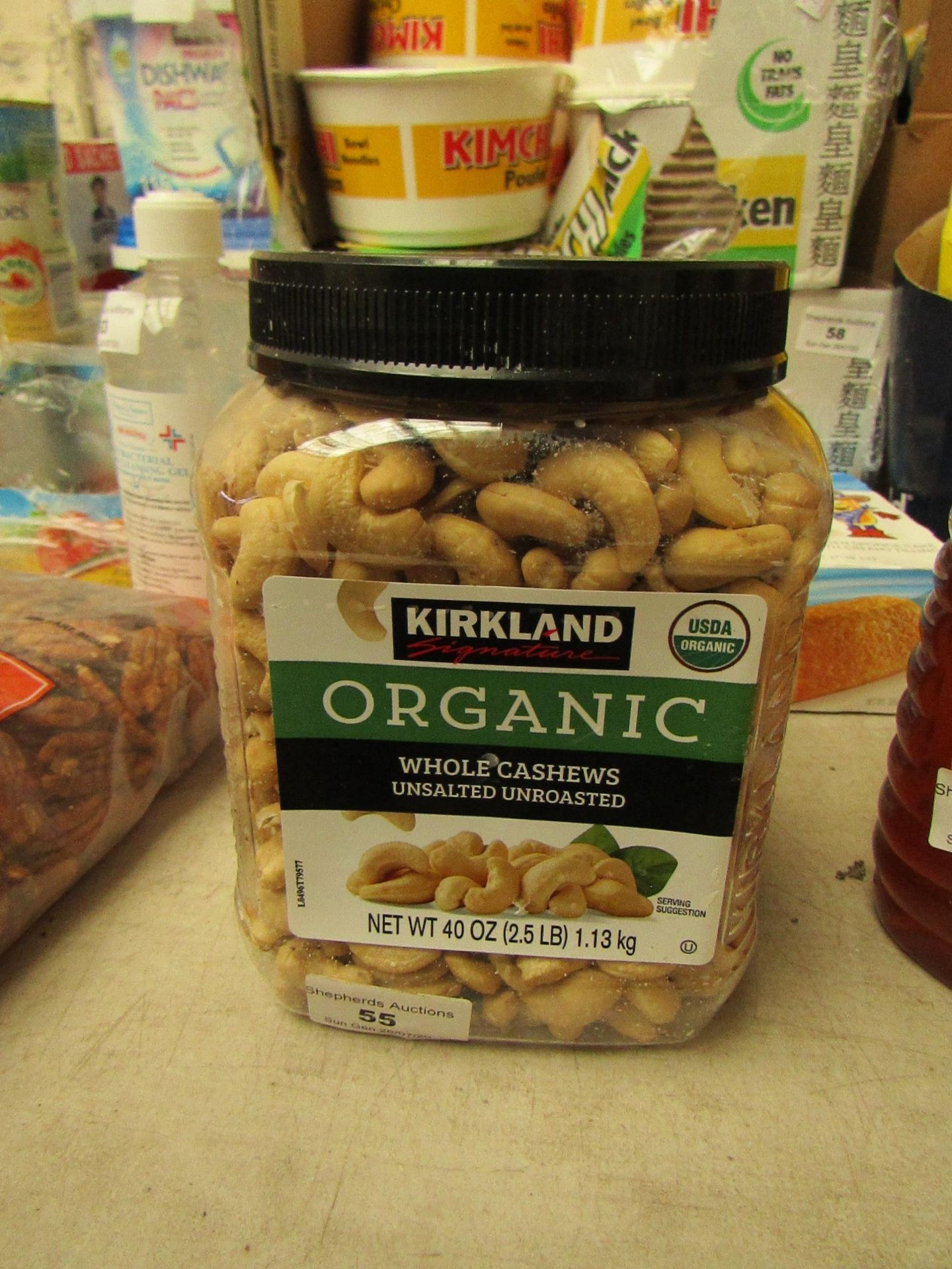 1 X Tub of Kirkland Signature Organic Whole Cashew Nuts unsalted & Unroasted 1.13 KG BB Dec 2020