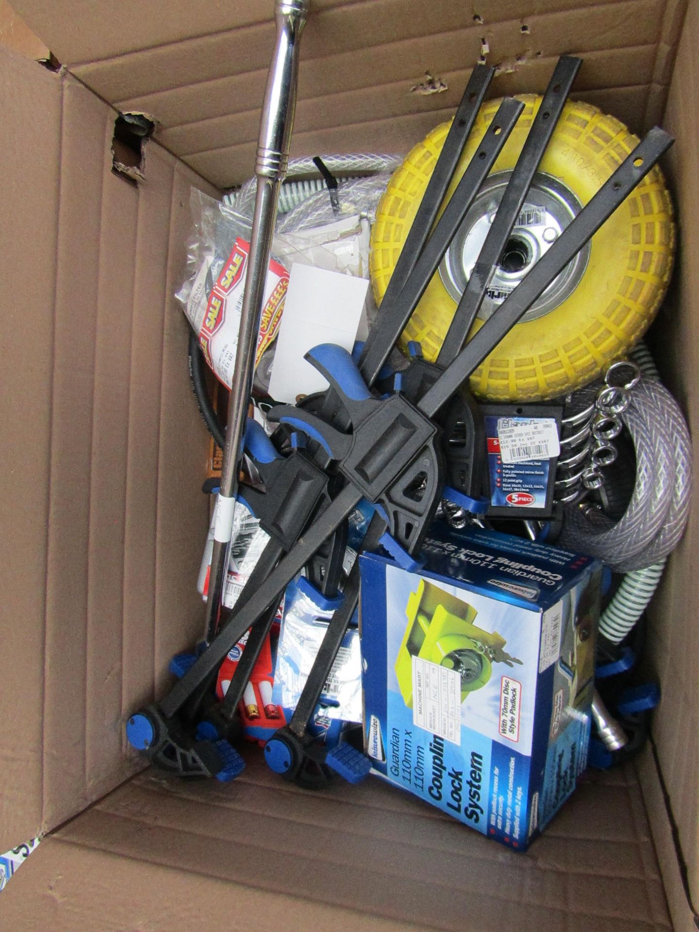 1x BOX OF VARIOUS TOOLS 8451, This lot is a Machine Mart product which is raw and Compressorletely