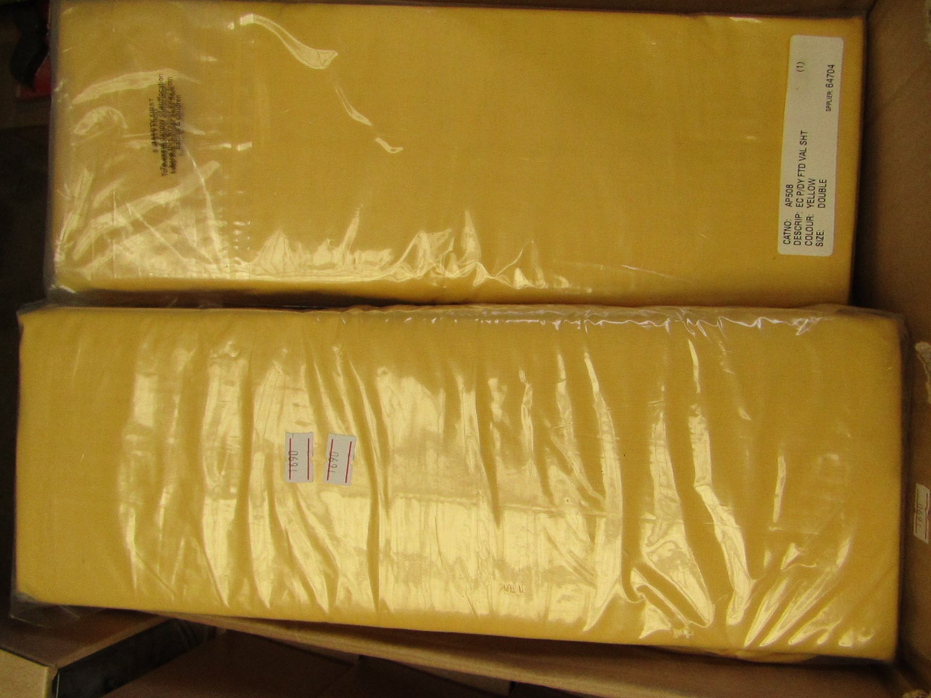 Yellow Double Fitted Sheet. New & packaged