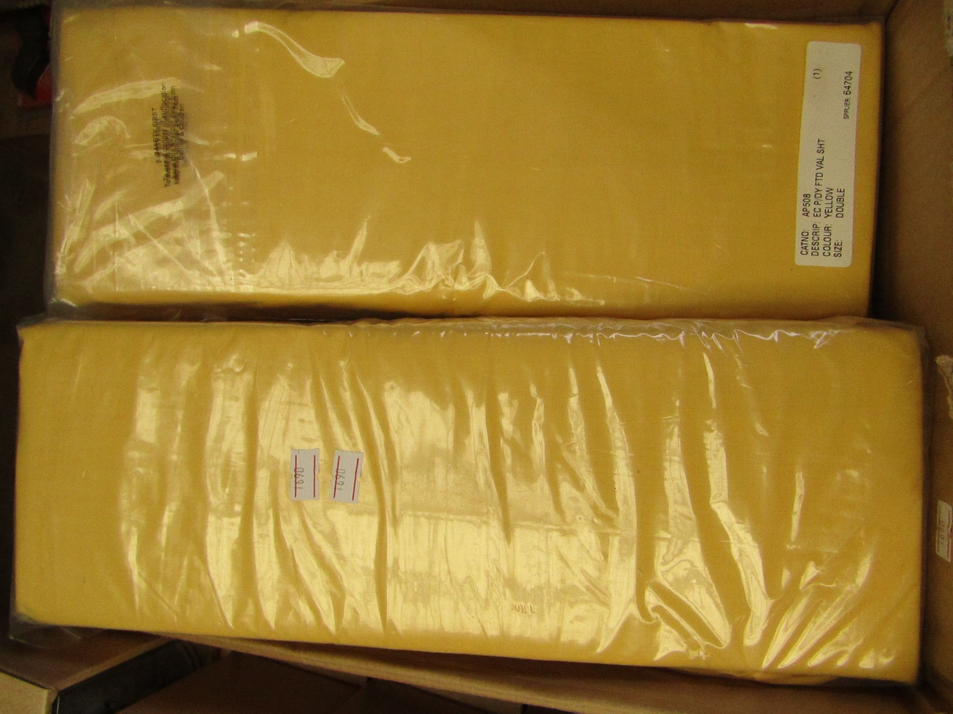 Yellow Double Fitted Sheet. New & packaged