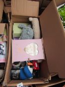 Box of Approx 15+ Various Household Items From: Socks, Teddies, Key Boxes Etc.