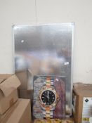 2x Various Items Being : 1x Office Board - 90x60cm - Packaged. 1x Canvas Watch Clock - Unchecked.