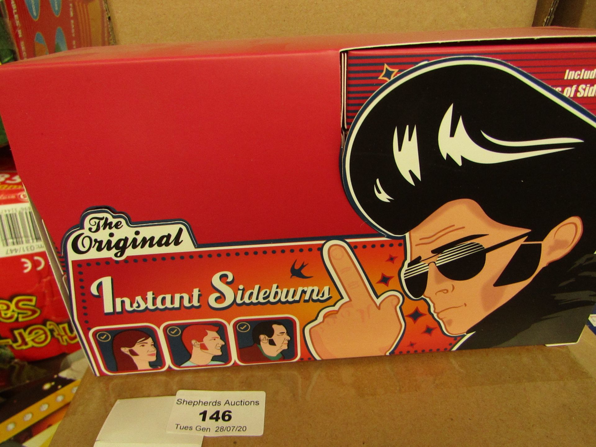Box of 10 Instant Sideburns - Packaged & Boxed.
