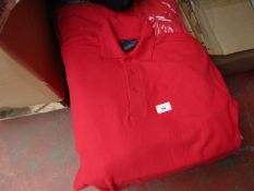 Box of approx 38x Uneek Premium Red polo shirts, new size small