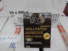 Box of 20x 200g packets of Glamour Effect extra strong Universal wall paper adhesive, new