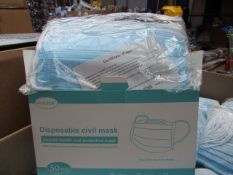 Packet of 50x Huisida Health Civil protective mask new and carry a production date of 31/03/2020.