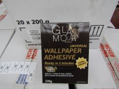 Box of 20x 200g packets of Glamour Effect extra strong Universal wall paper adhesive, new