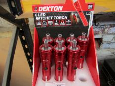 1x Dekton 6 LED ratchet torch with 6 Screw driver Bits in the base - New.