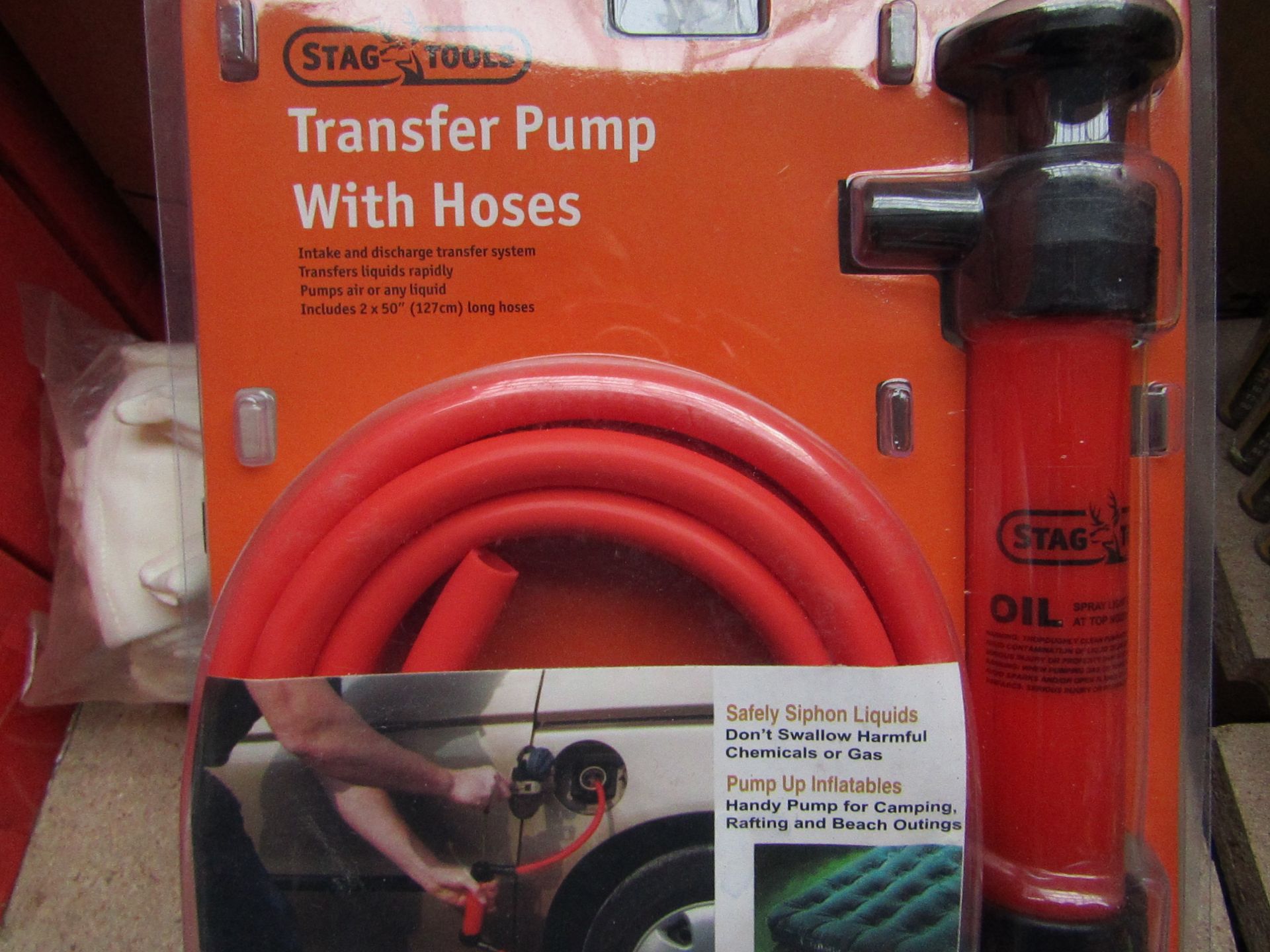 Stag Tools Transfer pump with hoses, unused, the packaging may be dirty.