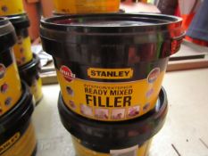 5x 600g tubs of Stanley Multi Purpose ready Mixed Interor and Exterior filler, new