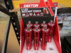 1x Dekton 6 LED ratchet torch with 6 Screw driver Bits in the base - New.