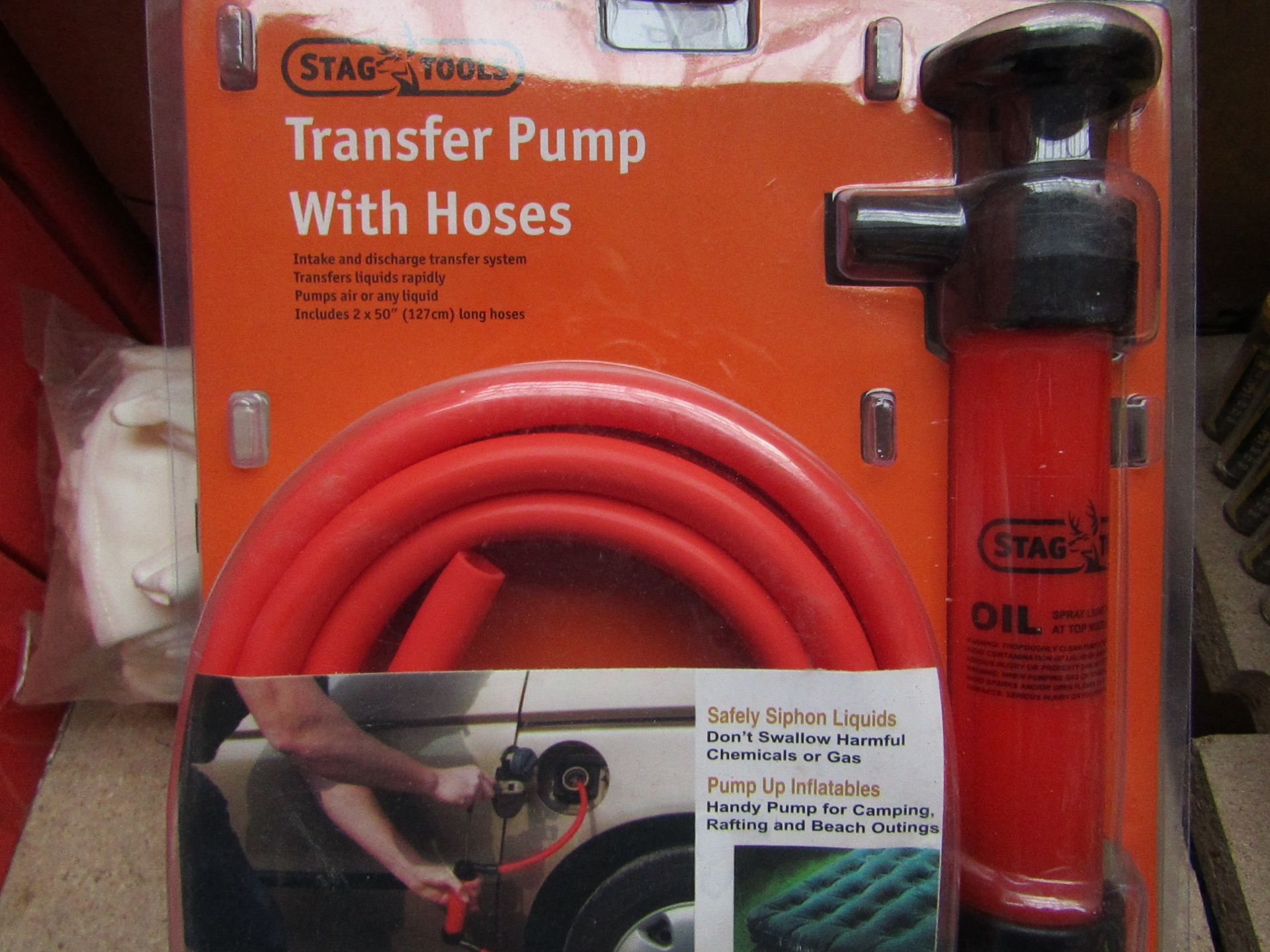 Stag Tools Transfer pump with hoses, unused, the packaging may be dirty.