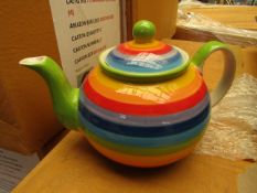 Large rainbow Design Tea Pot. Unused