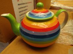 Large rainbow Design Tea Pot. Unused