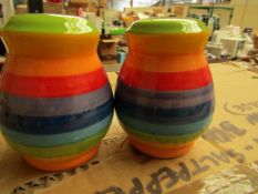 4 x Sets of 2 Rainbow design Salt & Pepper Shakers. New