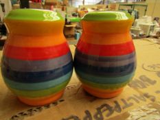 4 x Sets of 2 Rainbow design Salt & Pepper Shakers. New