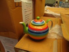 4 x Small 1 cup Rainbow Design Teapots. Unused