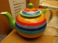 Large rainbow Design Tea Pot. Unused