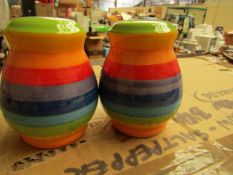 4 x Sets of 2 Rainbow design Salt & Pepper Shakers. New