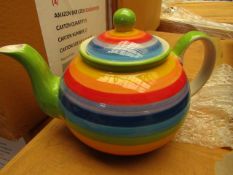 Large rainbow Design Tea Pot. Unused