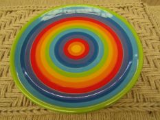 8 x Rainbow Design 26cm Large Plates. Unsued