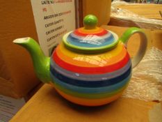 Large rainbow Design Tea Pot. Unused