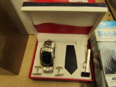 Anucci Collection - 4 Piece Set - (Cufflinks, Watch, Tie, Tie Clip) - All New & Boxed.
