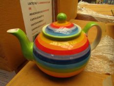 Large rainbow Design Tea Pot. Unused