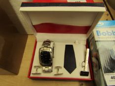 Anucci Collection - 4 Piece Set - (Cufflinks, Watch, Tie, Tie Clip) - All New & Boxed.