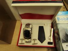 Anucci Collection - 4 Piece Set - (Cufflinks, Watch, Tie, Tie Clip) - All New & Boxed.