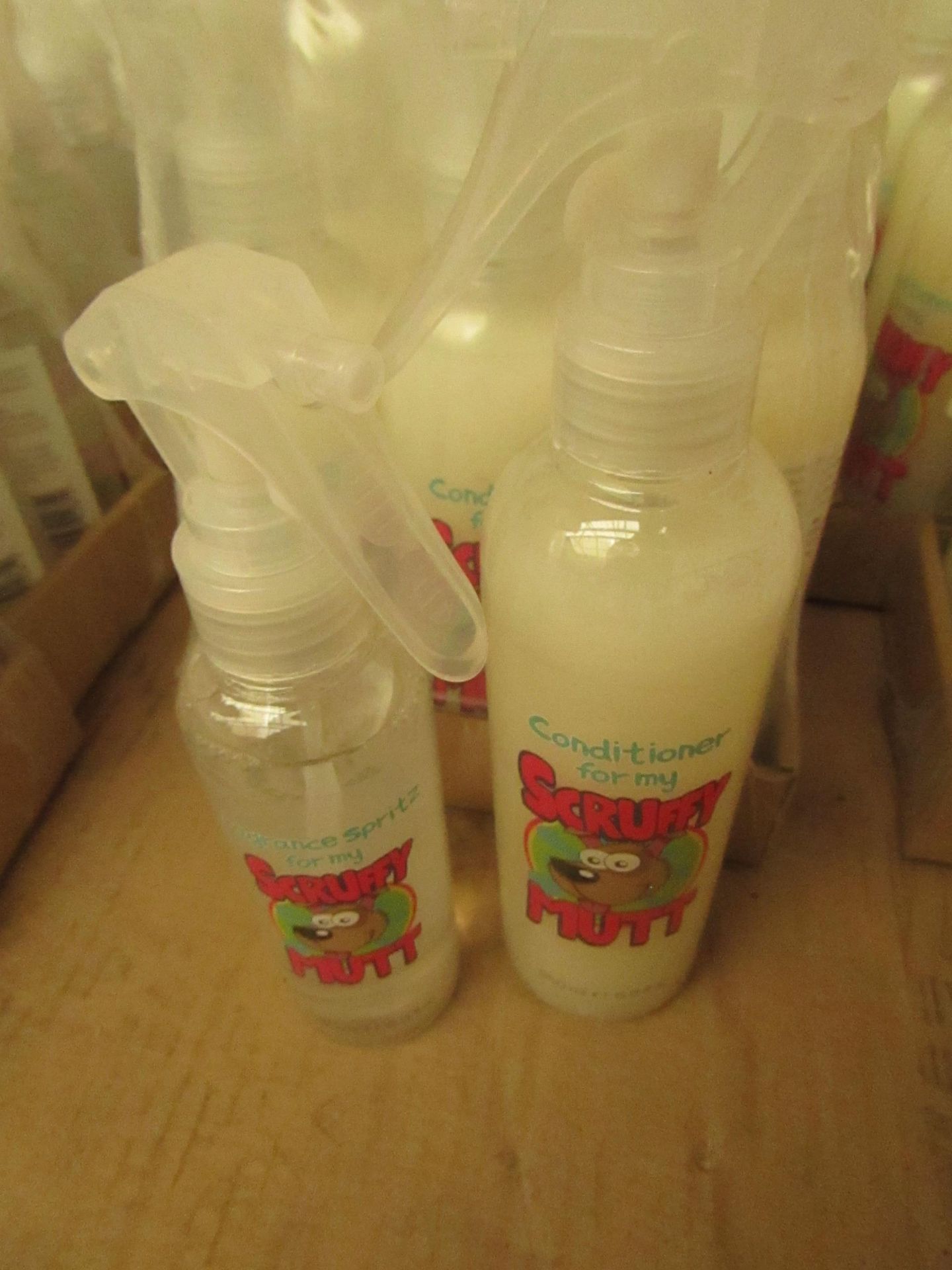 2 Items. 6 x 150ml Scruffy Mutt Dog Sprits & 6 x 250ml Scruffy Mutt Conditioner. All unused