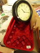 2x Various Items Being: Set of 4 Red Chrome Car Foot Carpets. 1x Fenland - Clock - Untested.