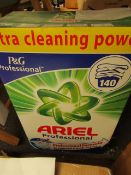 Ariel professional 140 washes washing powder. Box has split but Been Repaired.