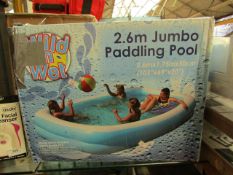 Wild n' Wet - 2.6m Jumbo Paddling Pool (2.6m x 1.75m x 50cm) - Unchecked & Boxed.