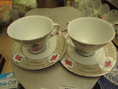 The Leonardo Collection - 4 Piece Saucer & Cup Set - New & Boxed.