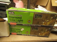 2x Asab - Stainless Steel Diamond Solar Light (4 Pack) - Boxed.