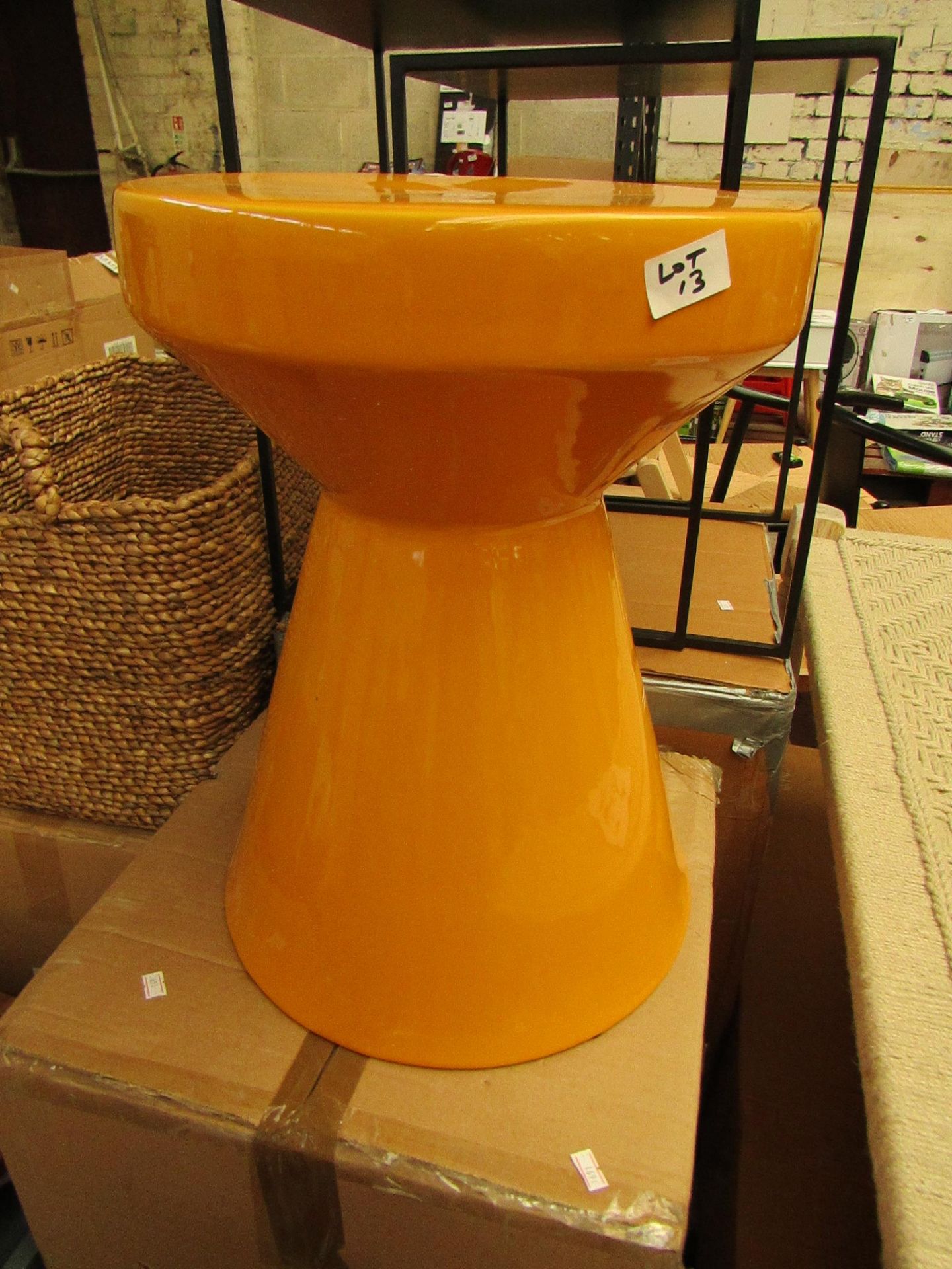 La Redoute Mustard Side Table. Has a small chip on the top but nothing major. RRP £99