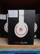 Beats Studio wired over-ear headphones, tested working but ear pads may need replacing and boxed.