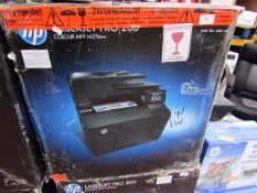 HP M276nw colour LaserJet pro A4 Wi-Fi printer, powers on but not all functions tested. Boxed. RRP