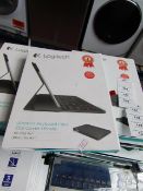 Logitech ultra thin keyboard folio for iPad Air, untested and boxed. QWERTY keyboard