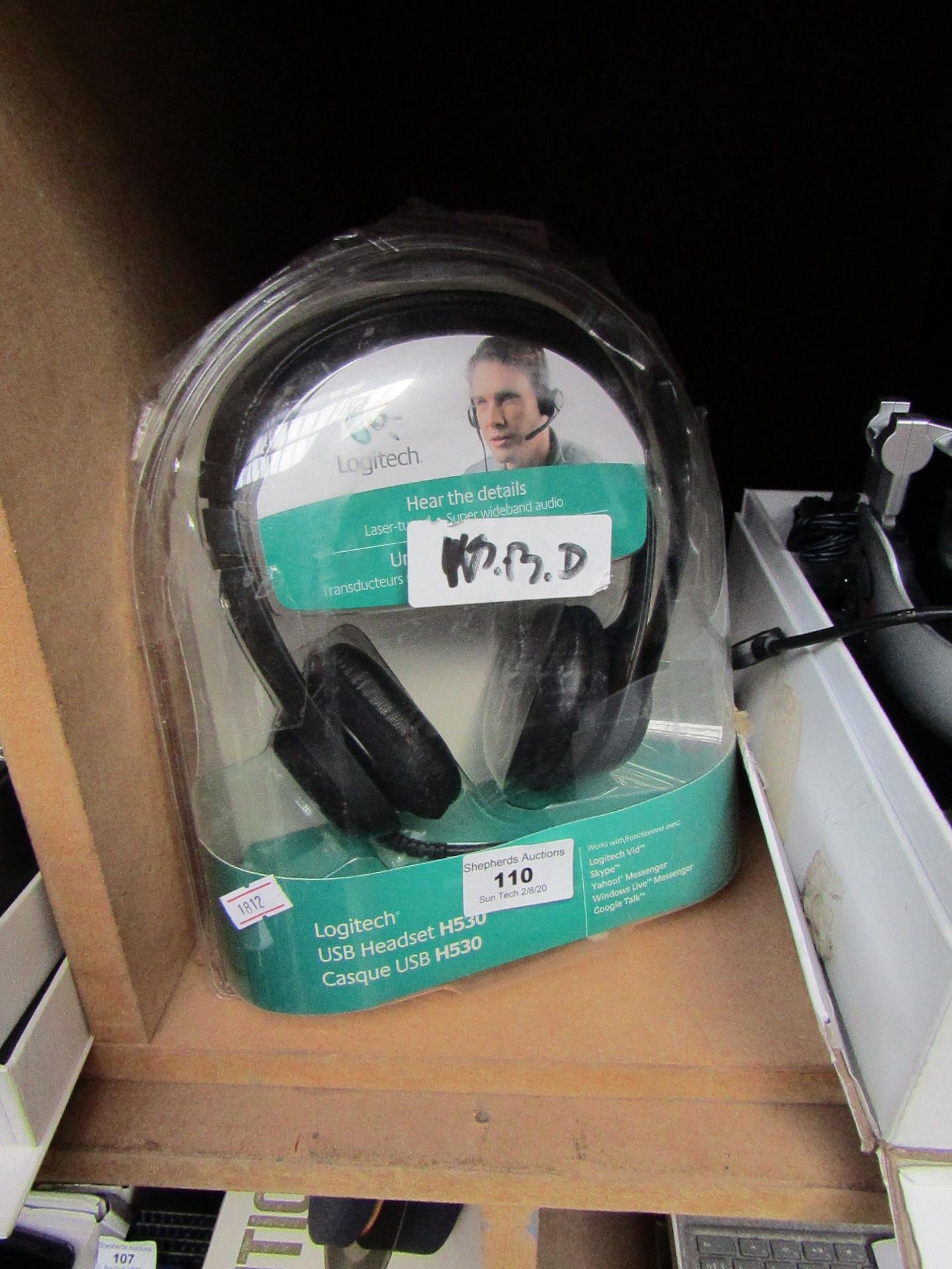 Logitech USB headset H530, unchecked and boxed.
