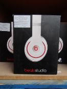 Beats Studio wired over-ear headphones, tested working but ear pads may need replacing and boxed.