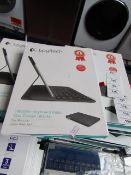 Logitech ultra thin keyboard folio for iPad Air, untested and boxed. QWERTY keyboard