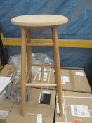 | 1X | DRIFTED BAR STOOL BY LARS BELLER FJETLAND, CORK SEAT AND WOODEN LEGS | UNCHECKED (NO