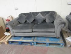 2 Seater Button Back chester field style crushed velvet sofa, couple of marks on the wooden feet and