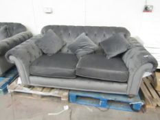 2 Seater Button Back chester field style crushed velvet sofa, couple of marks on the wooden feet and