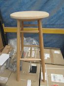 | 1X | DRIFTED BAR STOOL BY LARS BELLER FJETLAND, CORK SEAT AND WOODEN LEGS | UNCHECKED (NO