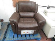 Polaskji Fabric Power massaging, heated, reclining armchair, unchecked as the plug is damaged.