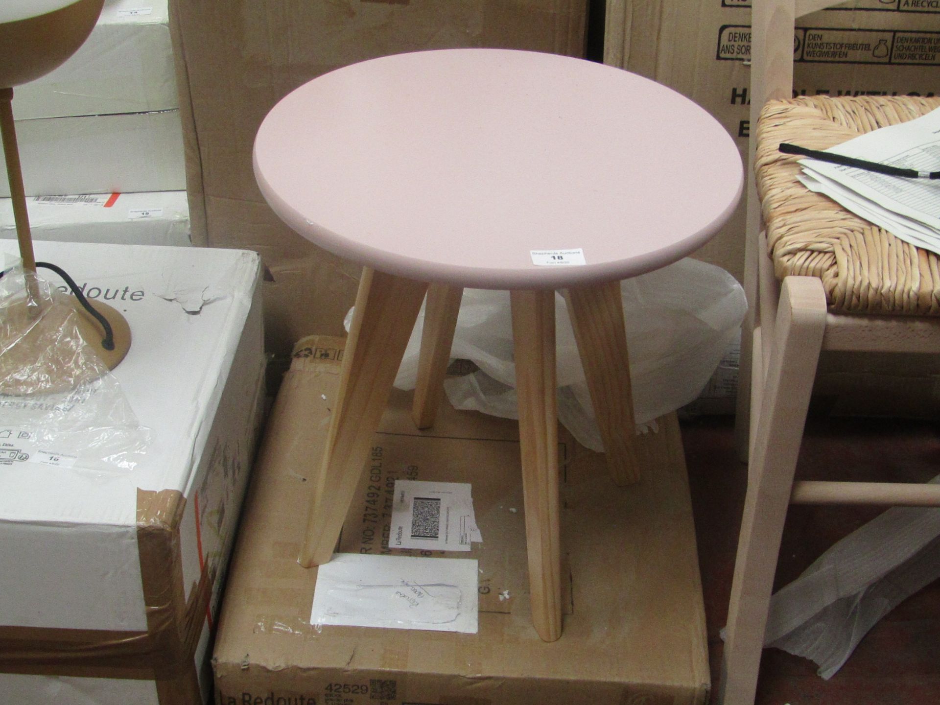 | 1X | LA REDOUTE PINK TOPPED SIDE TABLE | LOOKS UNUSED BUT HAS A SCRATCH ON THE SIDE AND COMES WITH